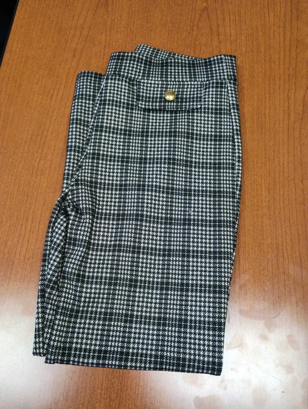 Michael Michael Kors Women’s Houndstooth Plaid Pants Size M Black White Stretch